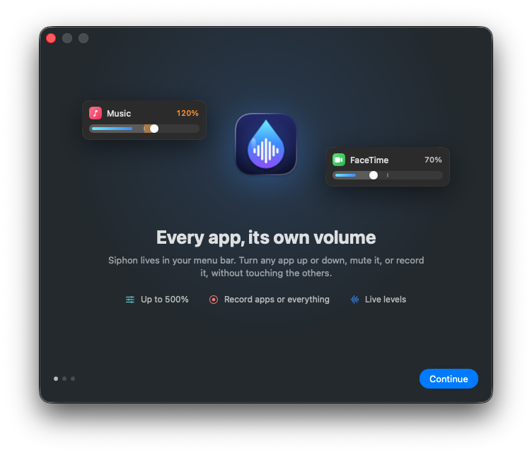 Siphon's first-launch guide: Every app, its own volume